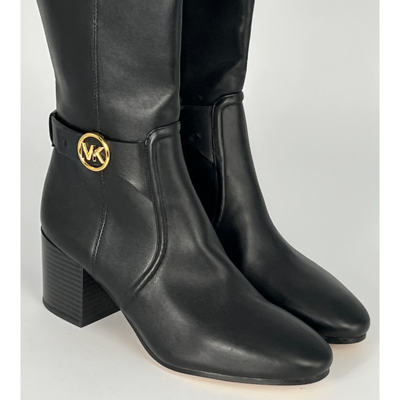 NEW MICHAEL KORS BLACK CARMEN RIDING TALL LOGO BOOTS SIZE 6.5 - Picture 11 of 16